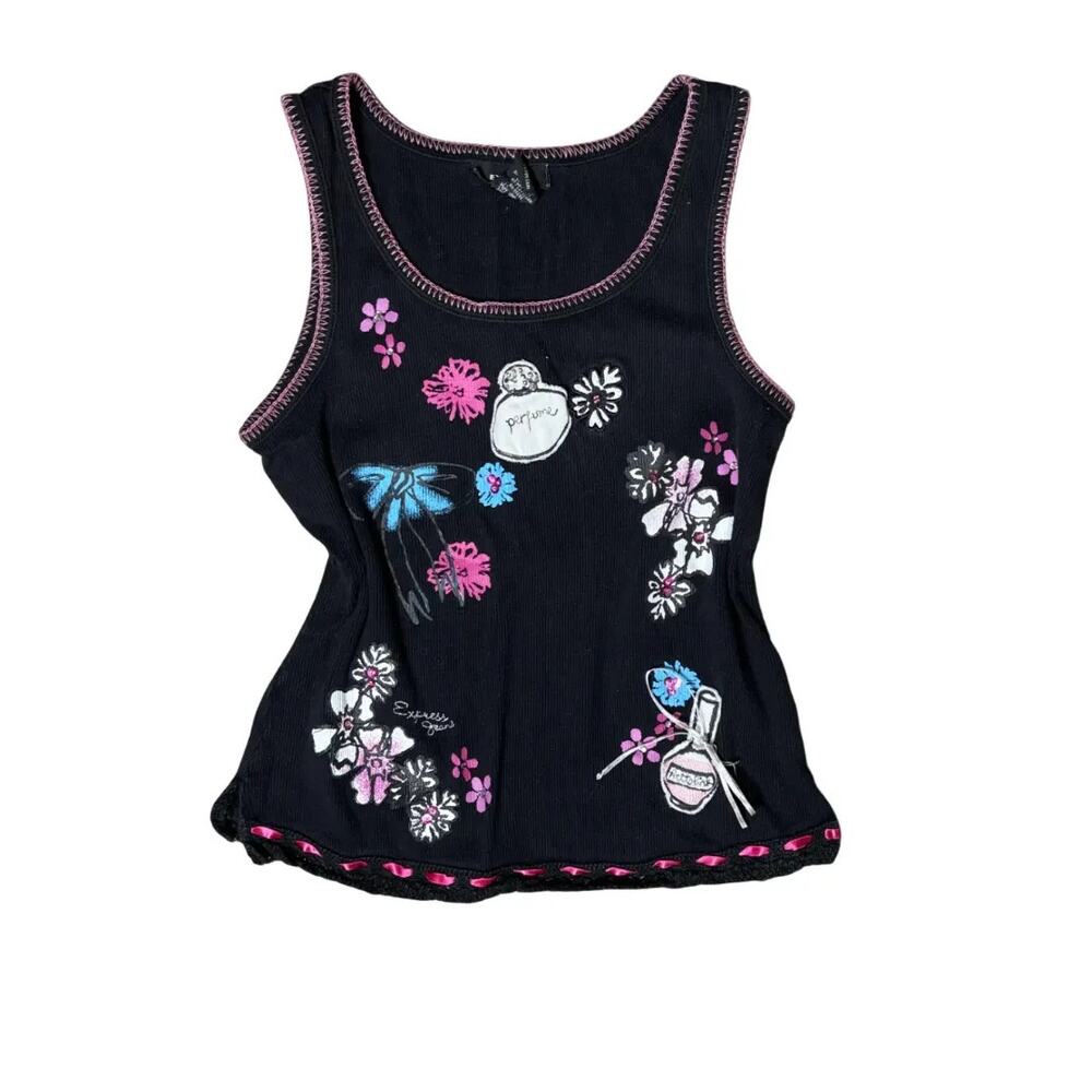 Y2K Express Dark Coquette ribbed tank medium